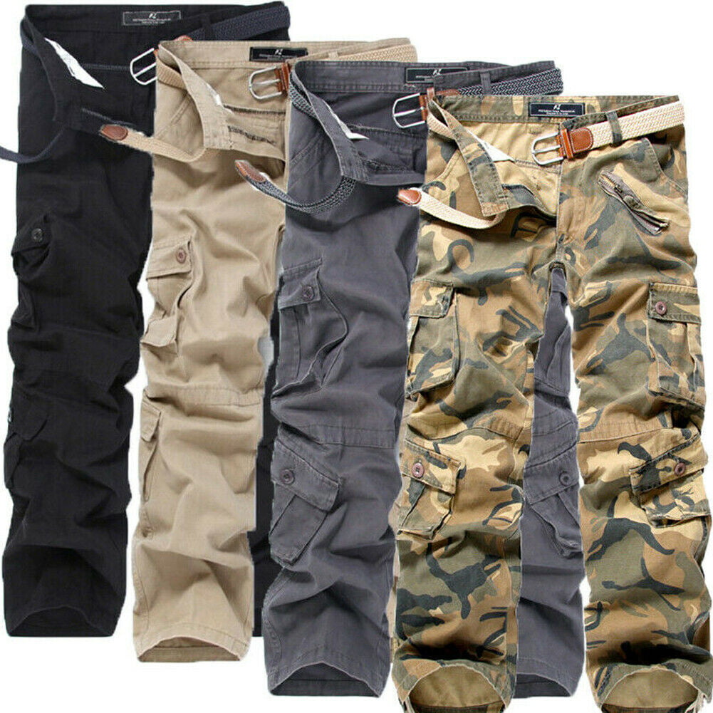 Mens Military Combat Trousers Casual Camouflage Cargo Camo Army Work Pants UK 