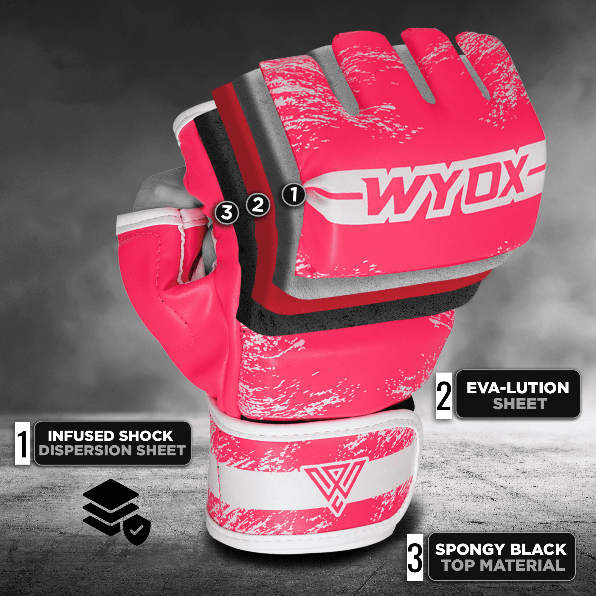 WYOX MMA Gloves for Men Adults, Training & Sparring Gloves with Wrist Support, Padded Knuckle Protection for Boxing, Kickboxing & Martial Arts