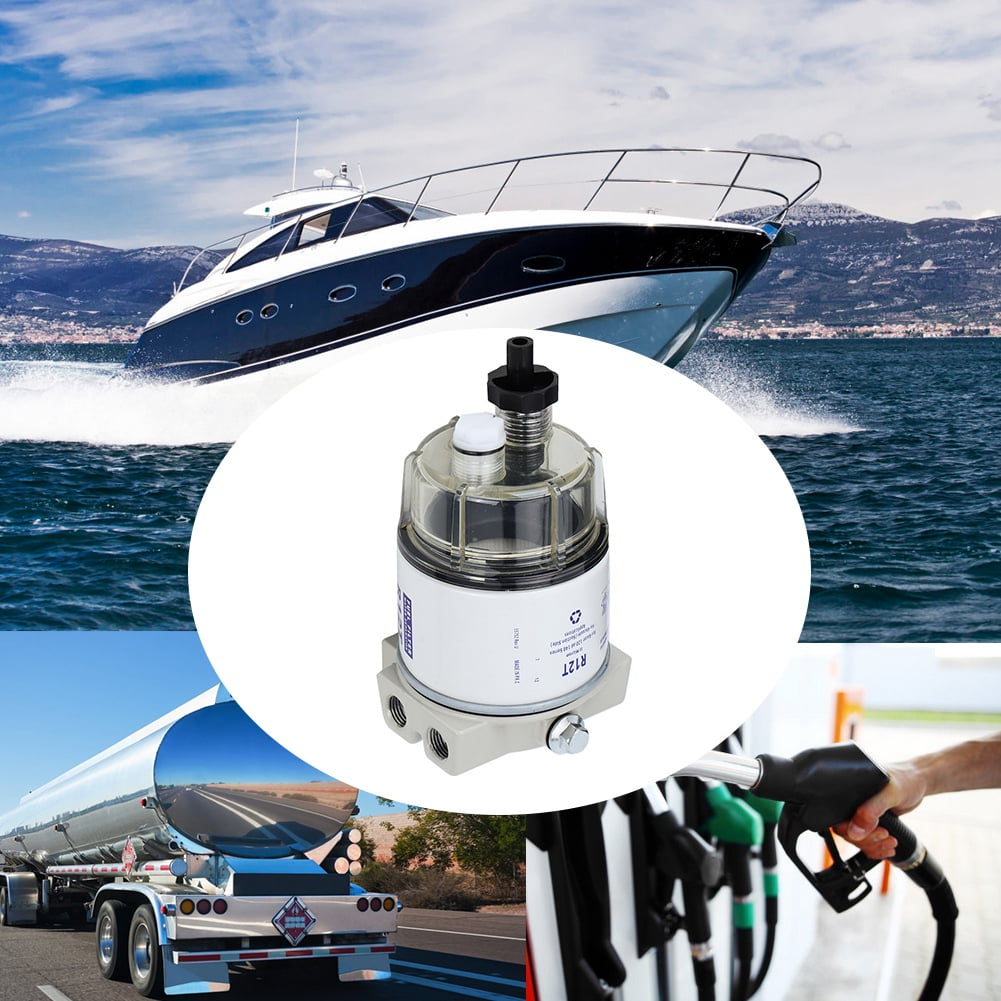 Eaarliyam R12T Filtre à Carburant Séparateur deau Séparateur de Bol en Eau Marin Compatible avec Speedboat Transparent