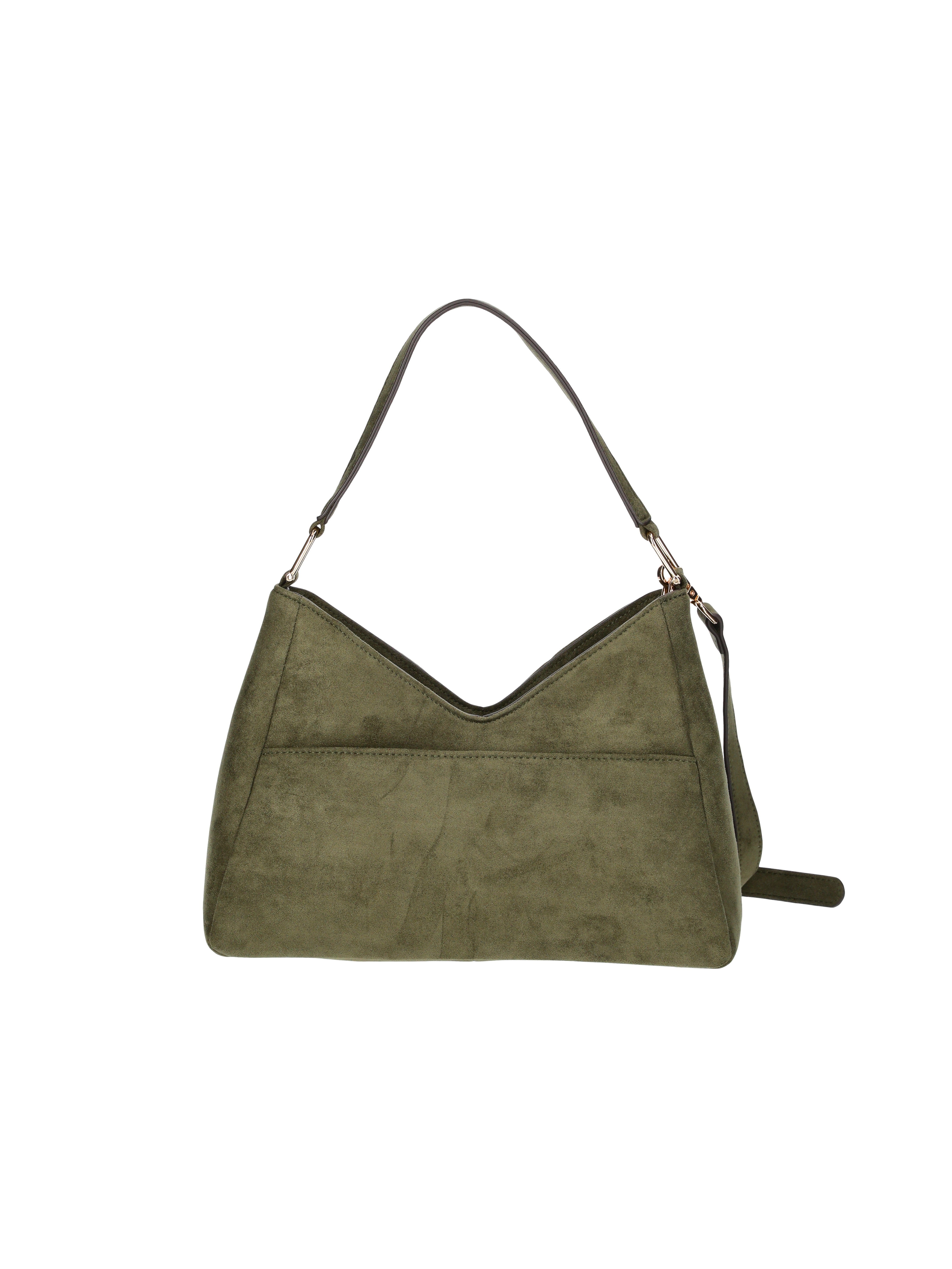 Time and Tru Women's River Soft Faux Suede Shoulder Hobo Bag, Olive