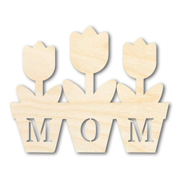 Unfinished Mom Flower Pot Shape 14" / 1/8"