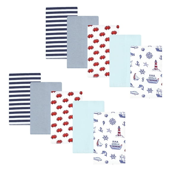 Hudson Baby Flannel Burp Cloth 10pk, Lighthouse, One Size