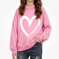 thumbnail image 2 of WAVSUF Girls Hooded Sweatshirts, Heart Print Hooded Long Sleeve Fall Casual Daily Pullover Pink 7-8, 2 of 7