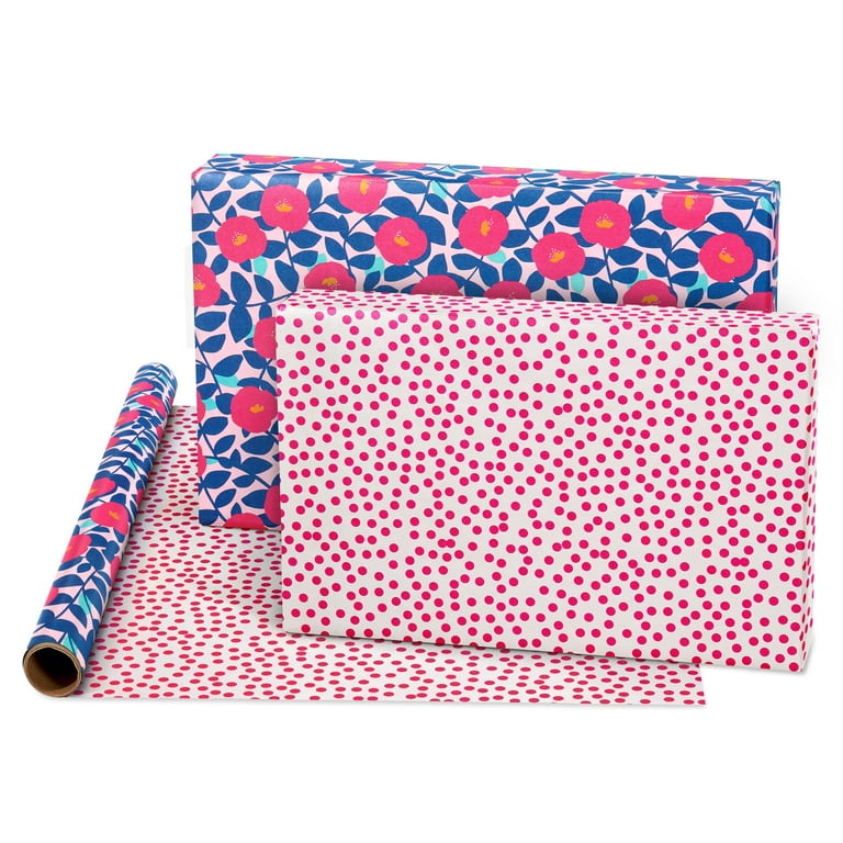 Hallmark Rainbows and Flowers on Pink Jumbo Wrapping Paper, 90 Sq. ft.