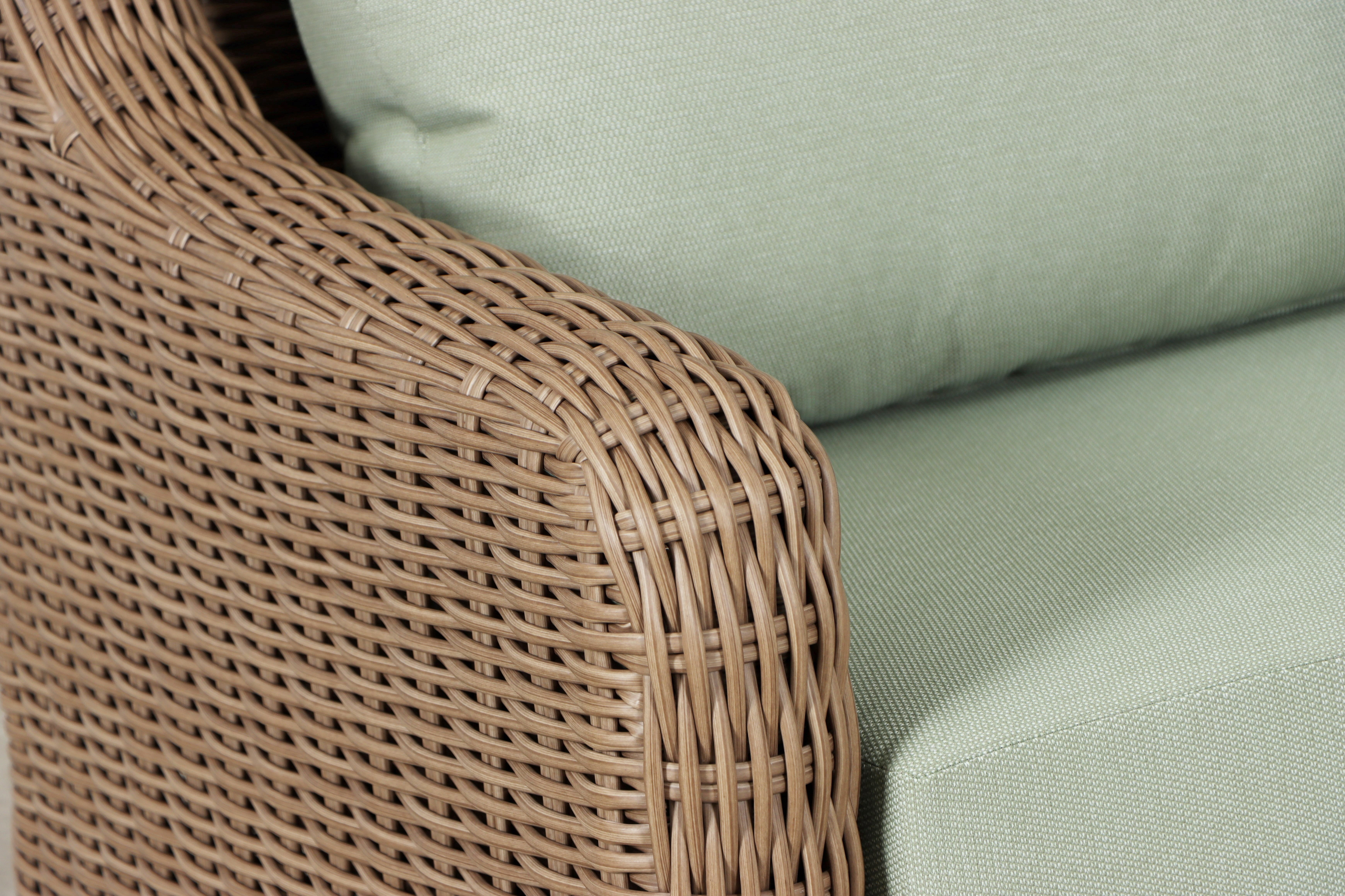 Better Homes & Gardens Bellamy Outdoor 1pc Sofa, Tan Wicker/Green Cushion