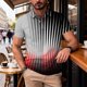 thumbnail image 4 of Ceisia Men's Summer Casual Red-White-Black Gradient Polka Dot Stripe Mesh Short Sleeve Lapel Shirt Multicolor XL Gifts, 4 of 7