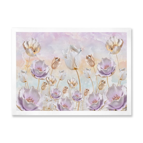 Designart 'Blossoming Pastel Tones Flowers' Traditional Framed Art Print
