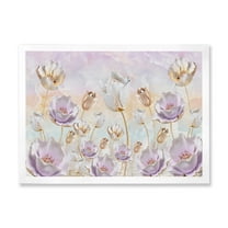 Designart 'Blossoming Pastel Tones Flowers' Traditional Framed Art Print