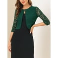 thumbnail image 5 of MODA NOVA Juniors Semi-Sheer Floral Lace 3/4 Sleeve Cropped Shrug Cardigan, 5 of 6