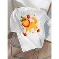 thumbnail image 1 of Cute Cartoon Colorful Strawberry Kitten Printed Casual T-Shirt for Women, Summer, Athletic Wear, Crew Neck, Cotton, Medium Stretch, All Seasons, Knit Fabric, 220 g/m², 1 of 6