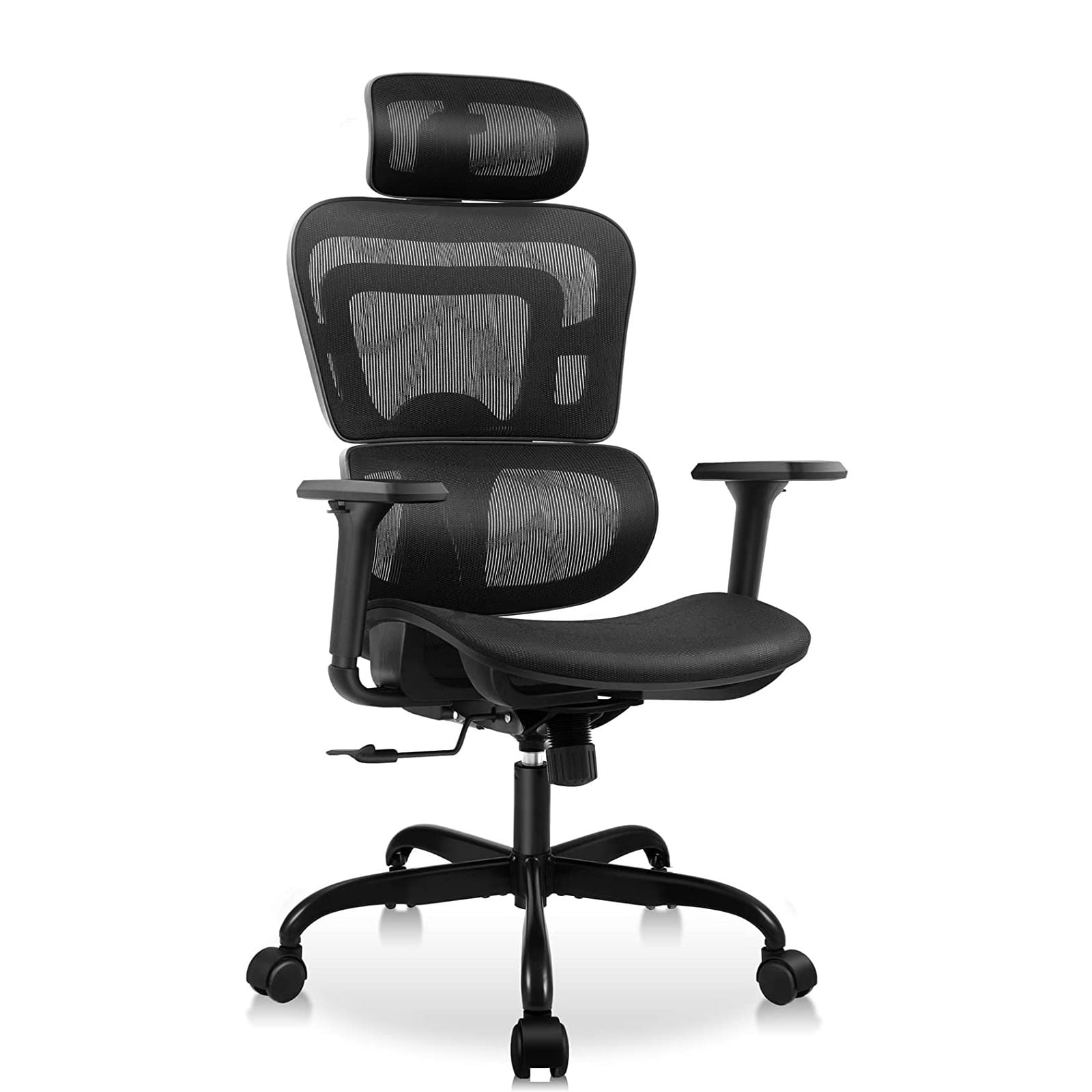 Flysky Ergonomic Office Chair 300lb,Desk Chair with Lumbar Support and  Flip-up Arms, Adult&Child Black 