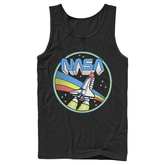 Men's NASA Retro Pop Circle Portrait Logo  Tank Top Black Large