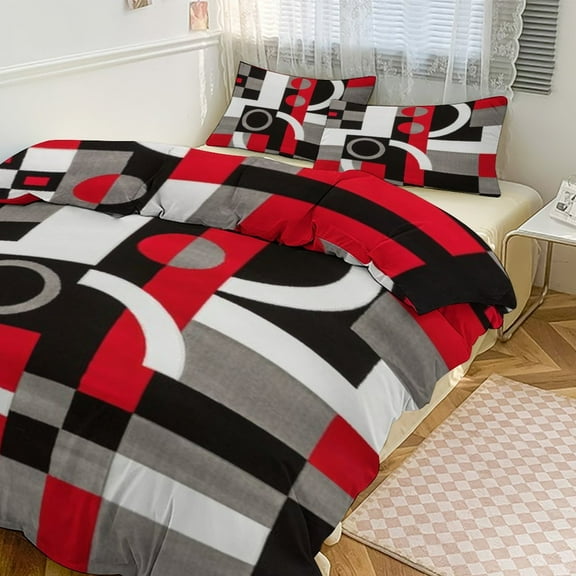 Geometric Circle Stripe Duvet Cover Set Bedding Set Polyester Quilt Cover for Bedroom Decoration