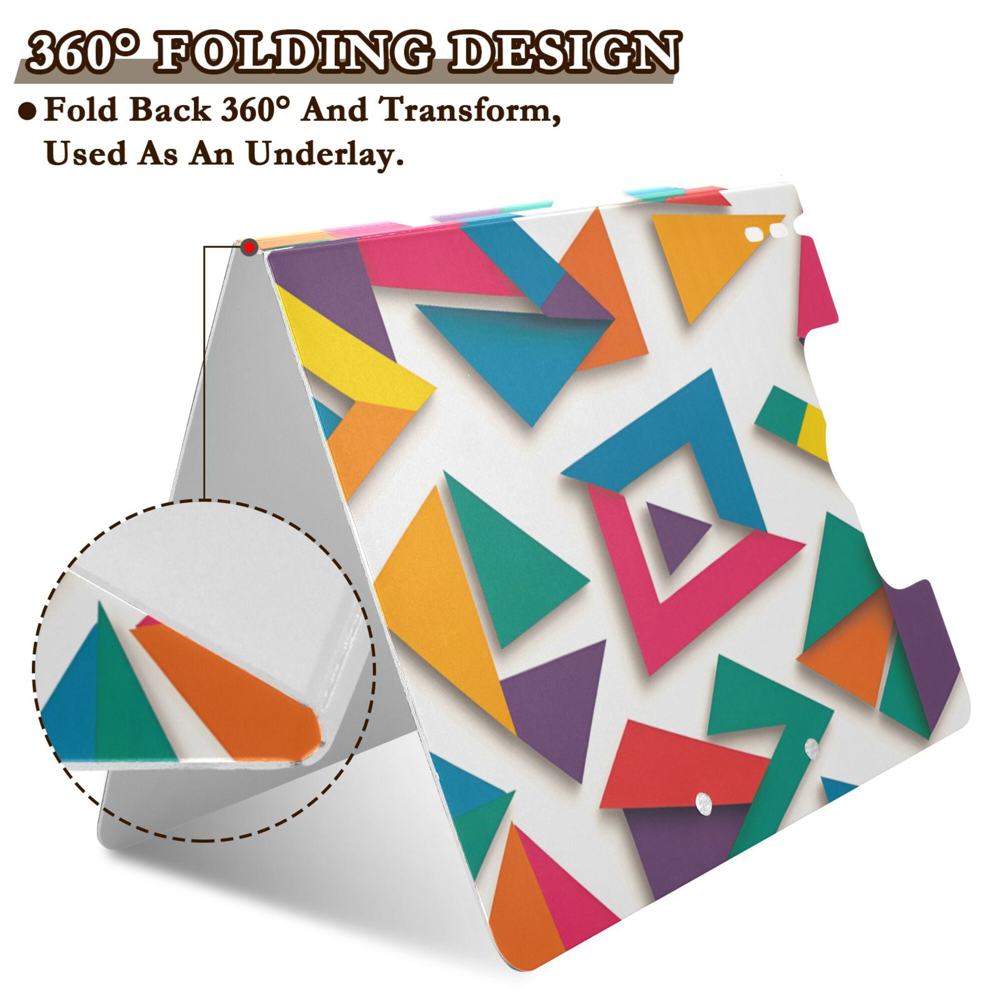 FORMRS A4 Clipboard Folder with Pen Holder Horizontal Foldable School Office Binder, Purple Triangles