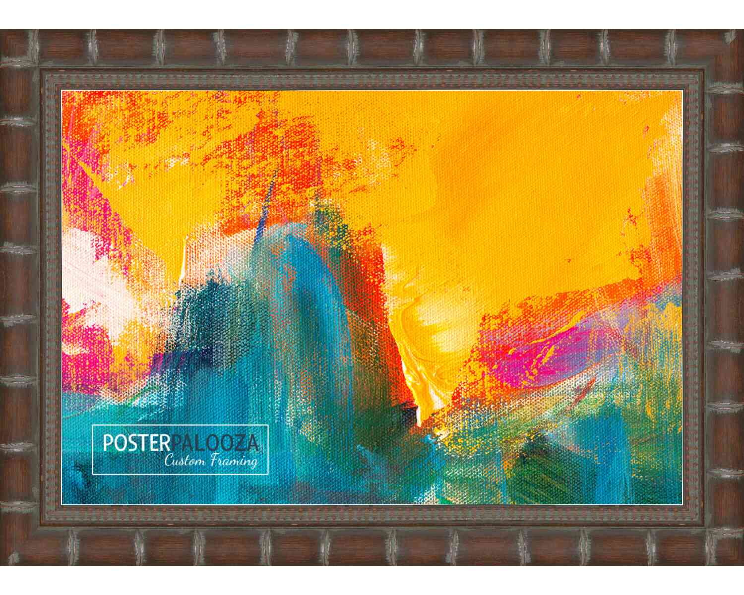 18x24 Brown Modern Bamboo Picture Frame - UV Acrylic, Foam Board Backing, Hanging Hardware