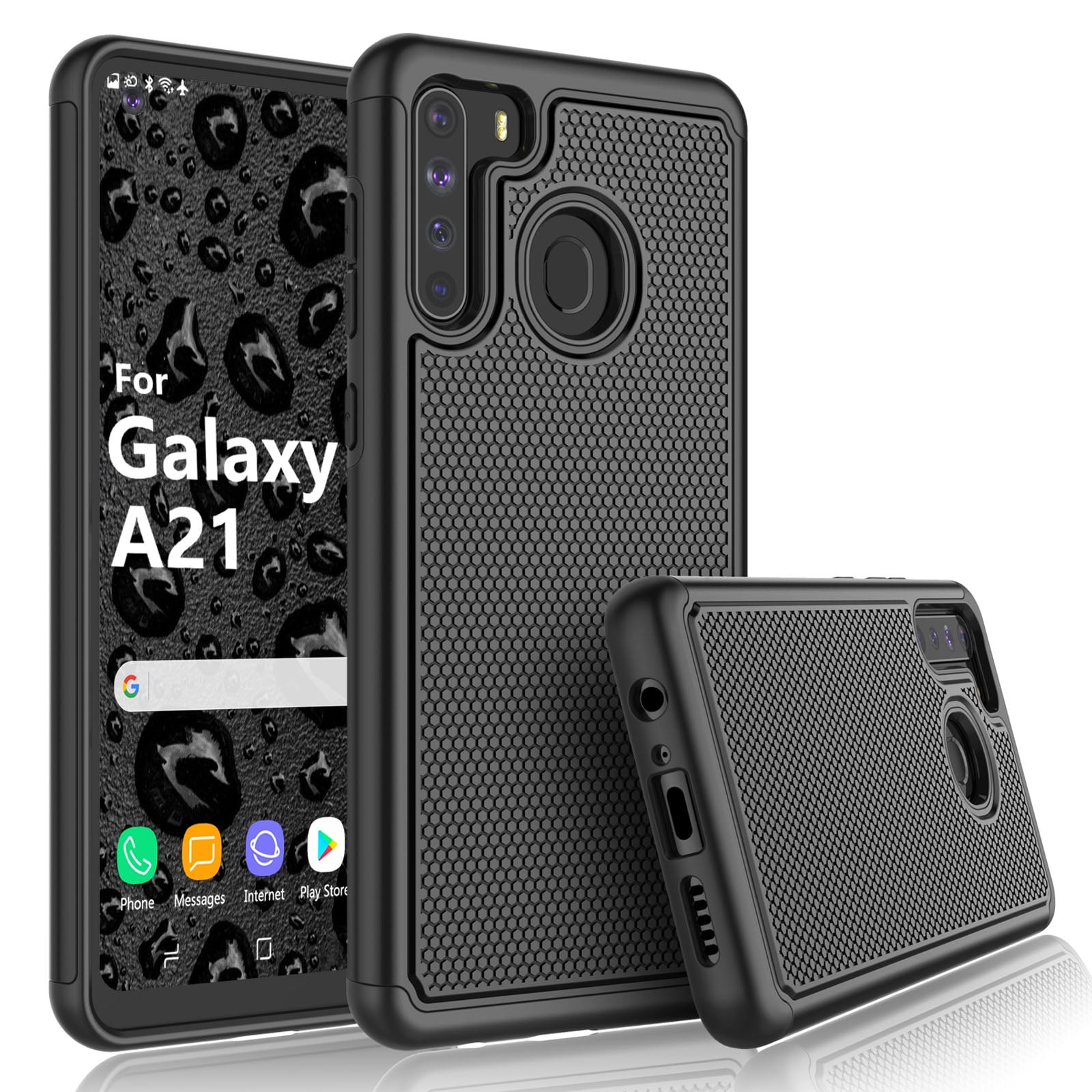 Samsung Galaxy A21 Case Cases For Galaxy A21 Tekcoo Tmajor Shock Absorbing Black Rubber 3074