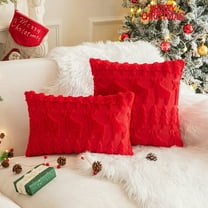 Nkmbld Christmas Pillow Covers Decoration Christmas Pillowcase Snowflake Christmas Tree Embroidery Pillowcase for Sofa, Couch, Bed and Car, Red