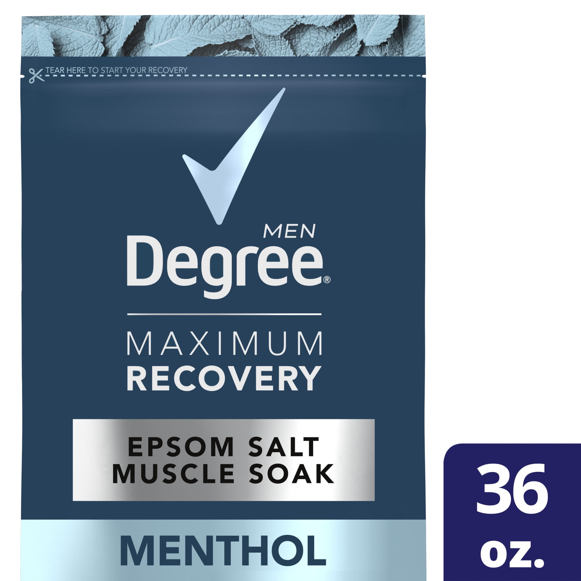 Degree Men Maximum Recovery Epsom Salt Muscle Soak Menthol, 36 Oz