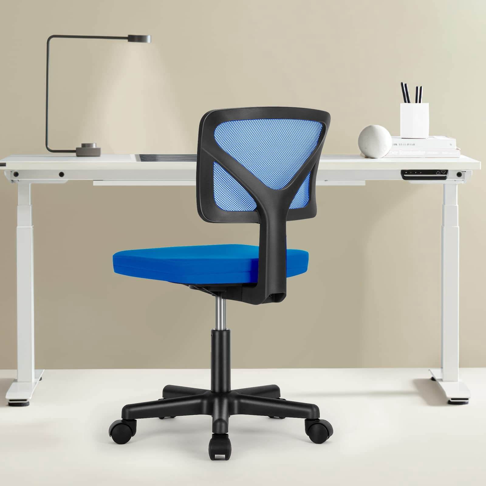 wOod-it Home Office Chair Mesh Armless Computer Desk Chair Ergonomic Computer Desk Task Rolling Swivel Chair Adjustable Modern Chair with Lumbar Support,Blue