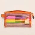thumbnail image 4 of Dademeo High Density Mesh Pencil Case, Macaron Rainbow Stripe Zipper Pouch for Office Travel Makeup Brushes Cosmetic Storage, 4 of 6