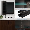 thumbnail image 4 of FUMANGO 16x26 Inch Black Metal Frame Wall Mounted Recessed Bathroom Medicine Cabinet with Mirror, Rounded Rectangular Medicine Cabinet, 4 of 9