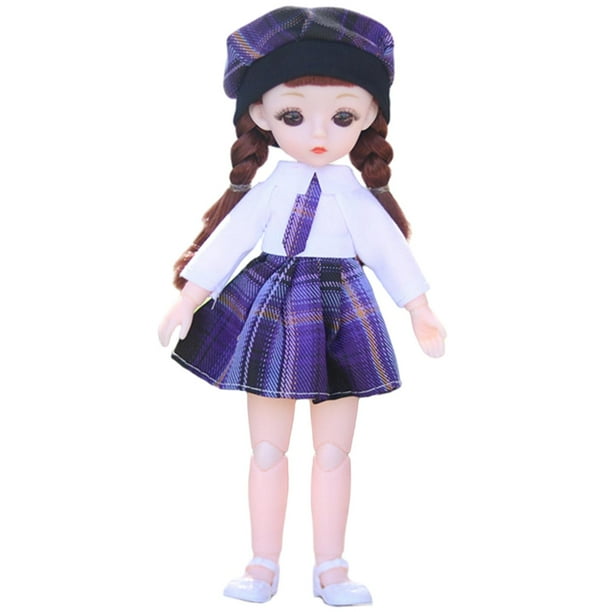 Muñeca BJD Muñeca de juguete 23cm Ropa Muñeca hecha a mano Muñeca de princesa de pelo largo Muñeca de niña Púrpura