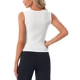 thumbnail image 3 of INSPIRE CHIC Women's Scoop Neck Sleeveless Fitted Cotton Basic Layering Wide Strap 2026 Summer Cropped Tank Top Shirts 2XL White, 3 of 6