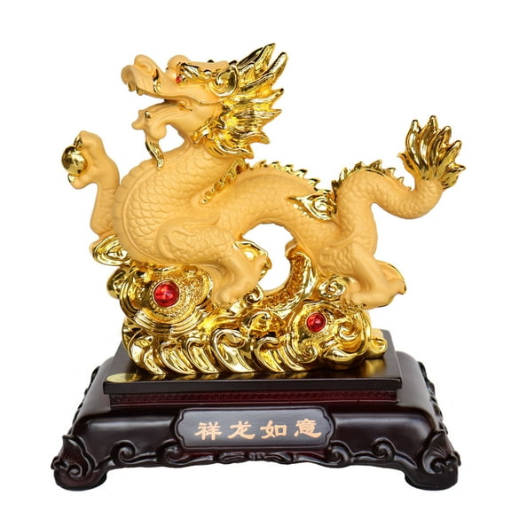 Golden Chinese Dragon Statue With Dragon Ball
