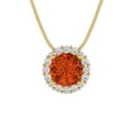 thumbnail image 4 of 1.24 ct Brilliant Round Cut Halo Red Diamond 14k Yellow Solid Gold Everyday Affordable Designer Necklace Pendant with 18" Chain, 4 of 7