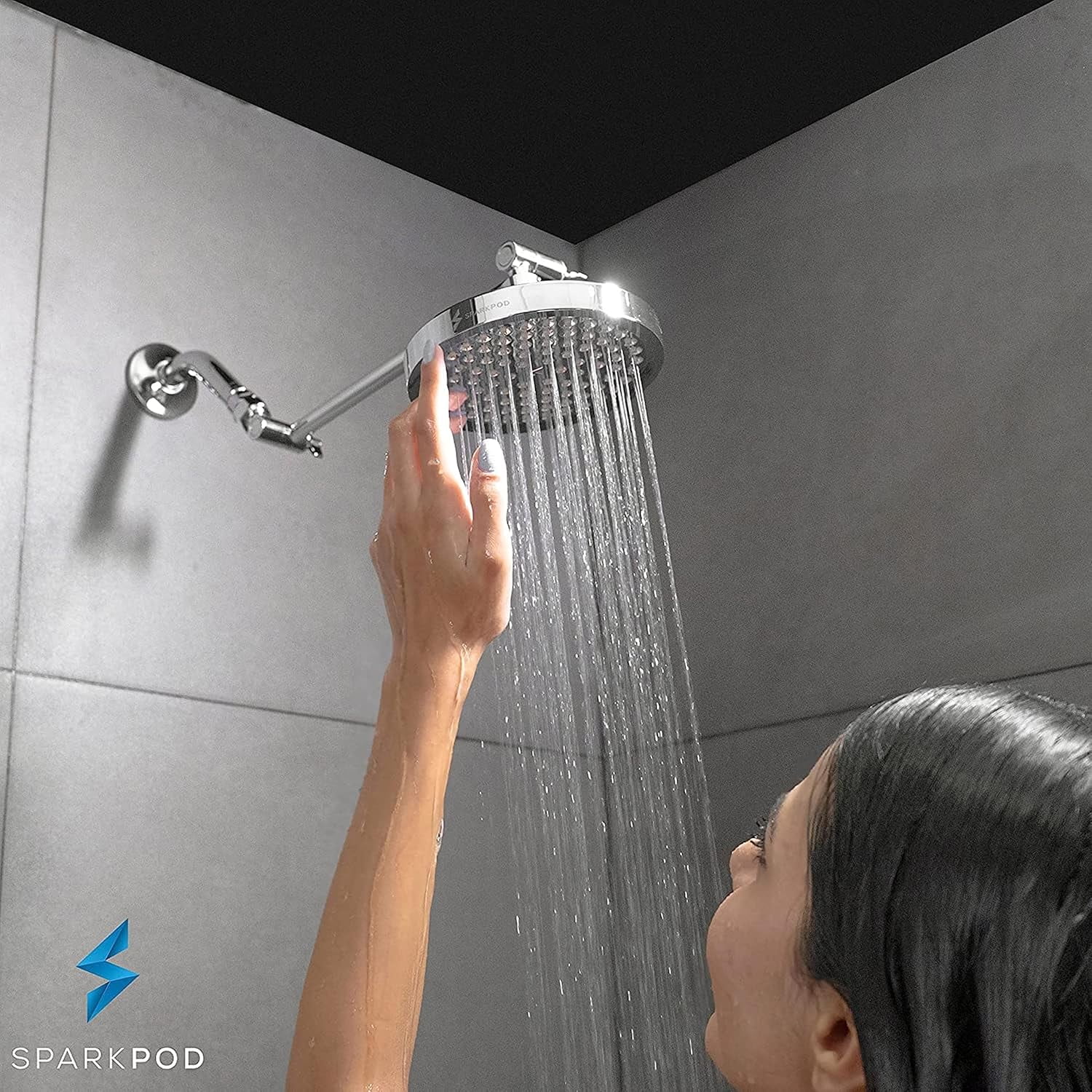 シャワーヘッド |SparkPod Shower Head - High Pressure Rain - Luxury Modern Look - T SparkPod Fixed Shower Head - High Pressure Rain - Luxury Modern