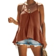 thumbnail image 1 of Blusas sueltas con tirantes finos para mujer, cuello Halter, cuello en V, Peplum, camisas fluidas, túnicas Zhivalor WRHS-216-2, 1 of 6