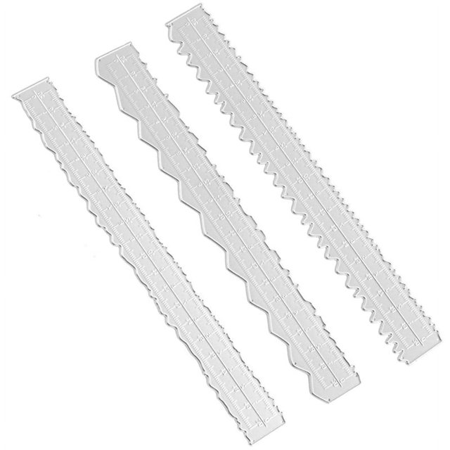 LOVEVER 3 Styles Irregular Edge Ruler Metal Craft Ruler Paper Tearing for Embossing with Scrapbook Jagged Rulers
