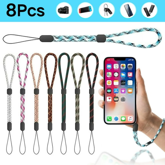 8 PCS Hand Wrist Strap Lanyard, Adjustable Nylon Colorful for Mobile Phone, Camara, USB Flash Drive, ID Name Tag Badge