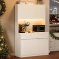 thumbnail image 7 of 70" Tall Kitchen Pantry Cabinet, Freestanding Kitchen Storage Cabinet with Led Lights and Power Outlets, Wood Cupboard with Microwave Stand for Kitchen, Dining Room, Living Room and Bathroom, 7 of 7