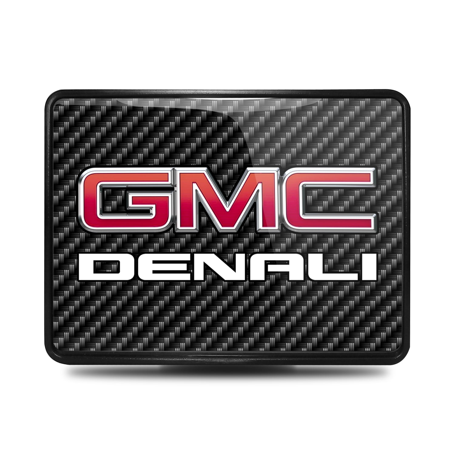 GMC Denali UV Graphic Carbon Fiber Look Metal Face-Plate on ABS Plastic 2 Tow Hitch Cover GMC Denali UV Graphic Carbon Fiber Look Metal Face-Plate on ABS Plastic 2 Tow Hitch Cover