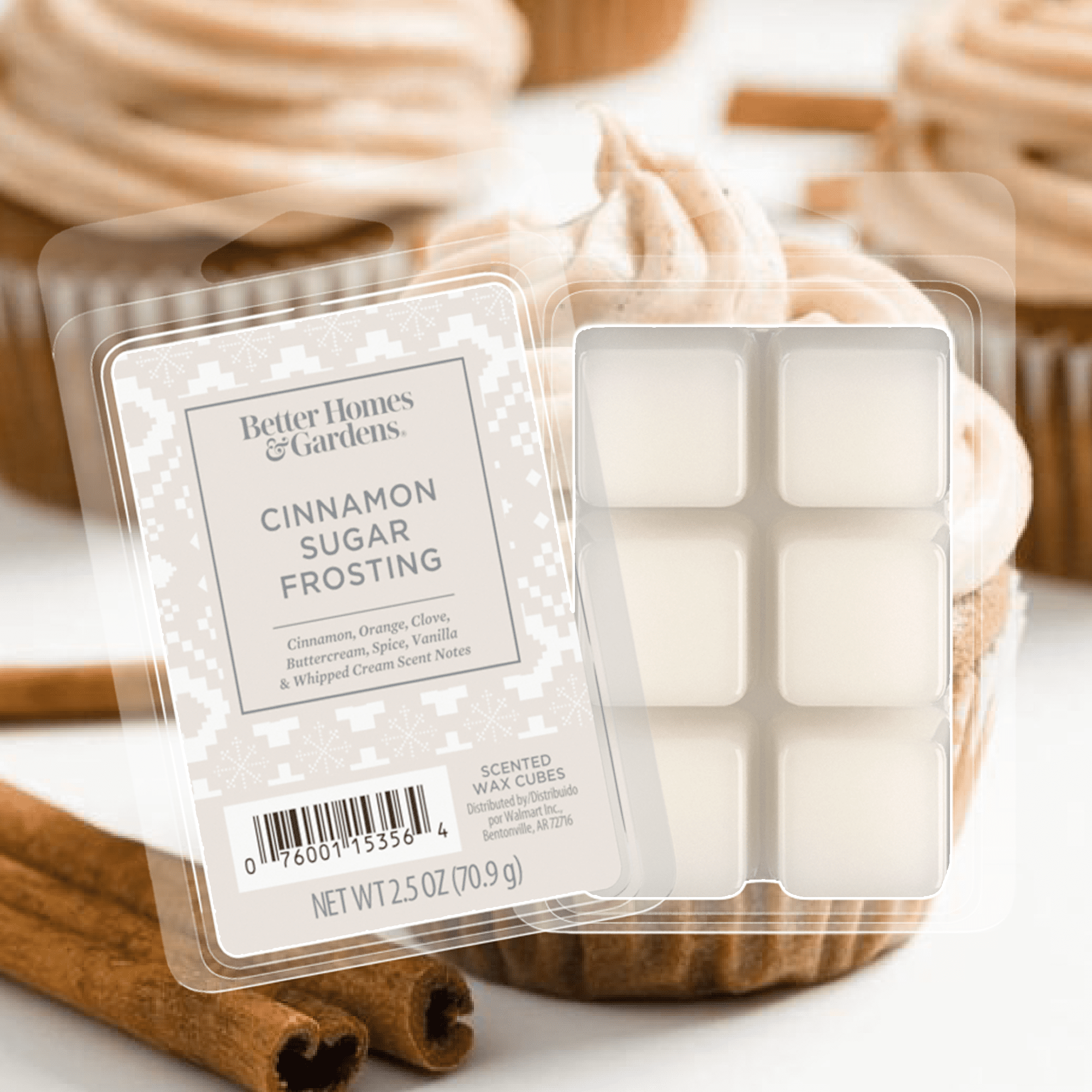 (2 pack) Cinnamon Sugar Frosting Scented Wax Melts, Better Homes & Gardens, 2.5 oz (1-Pack)