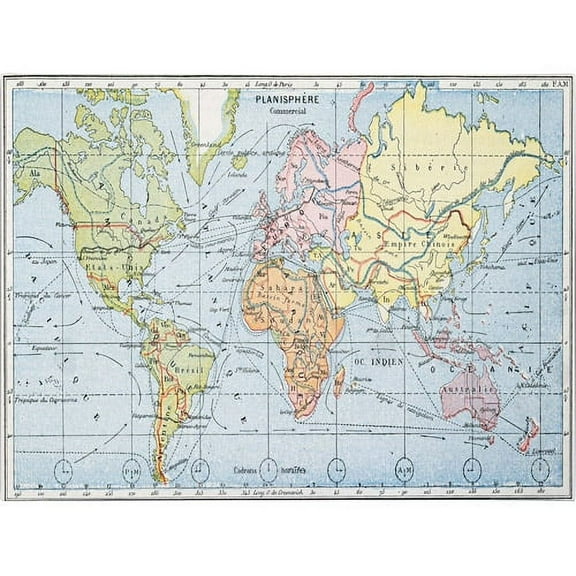 Trademark Art 'Map of Principal World Trade Routes, 1912' Canvas Art