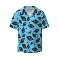 thumbnail image 2 of Lsque Graduation Hats2 print Men's Cuban Collar Short Sleeve Shirt Summer Beachwear Casual Button Down Fashionable Vacation Leisure Shirt-XX-Large, 2 of 7