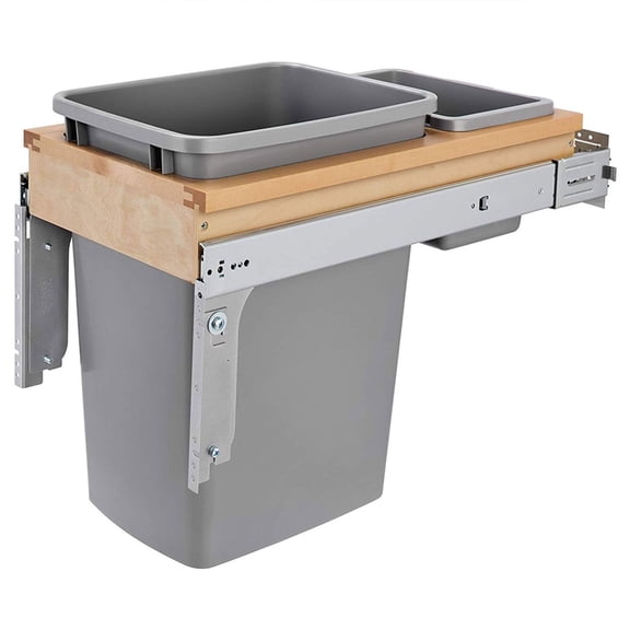 Rev-A-Shelf Single Pullout Top Mount Trash Can w/Soft Close, 35 Qt White, 4WCTM-12BBSCDM1