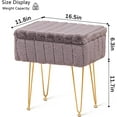 thumbnail image 2 of Faux Mink Fur Storage Ottoman, Modern Soft Footstool, Storage Bench with Metal Legs, Vanity Seat, Fur Stool, Ottoman Coffee Table, Makeup Chair, Vanity Stools for Bedroom (Grey), 2 of 16