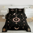 thumbnail image 2 of jejeloiu Boho Bohemian Tribal Bedding Comforter Set,Stars Moon Print Twin Comforter Sets,Gold Black Bedding Set For Men Women,Breathable Home Decor Reversible,2-Piece, 2 of 8