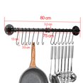 thumbnail image 2 of Toplife 80 cm/31.5 Inches Pot Rack, Kitchen Wall Mounted Detachable Pan Lid Utensils Organizer Hanging Rail with 14 Hooks, Black, 2 of 6
