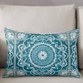 thumbnail image 3 of Teal Boho Throw Pillow Cover 16 x 24 Inch Decorative Pillow Cover Ethnic Chic Rustic Abstract Floral Aesthetic Lumbar Pillowcase Seasonal Rectangle Cushion Case for Couch Sofa Bed Living Room, 3 of 7