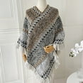 thumbnail image 4 of Mifelio Shawl Wraps for Women Nationl Print Colourful Splice Poncho with Tassels Knitted Shawl Scarf Fringed Wraps Pashminas Sweater Pullover Cape Sweater Tassel Hem Shawl Wrap Cloak White, 4 of 4