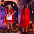 thumbnail image 3 of Benylion Girls Little Red Riding Hood Costume Halloween Cosplay Outfits Red Cape Dress With Cloak Headband Bag for 5-6 Years, 3 of 7