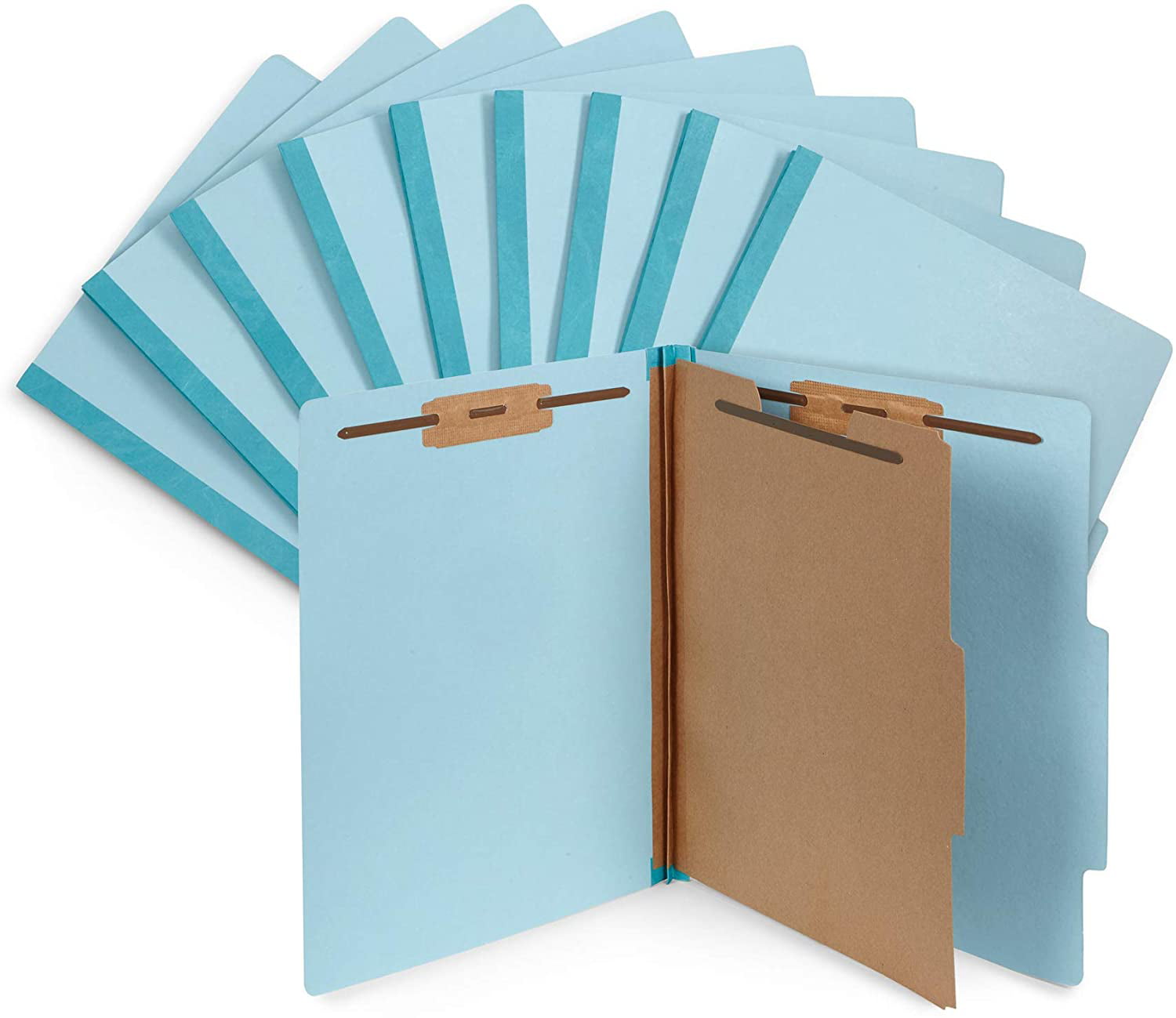 8 3/4 x 14 3/4 Office Reports- Legal Size 10 Folders 10 Blue Legal Size Classification Folders- 2 Divider-2?? Tyvek expansions- Durable 2 Prongs Designed to Organize Standard Law Client Files 