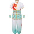 thumbnail image 3 of Jhaoyu Kids Boys Girls Chinese Kung Fu Suit Short Sleeve Wing Chun Tops And Jogger Pants Belt Cuffs Light Green 140, 3 of 7