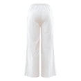 thumbnail image 5 of Comdrip Pants for Women Trendy Fashion Women Loose Solid Color Casual Wide Leg Pants Cotton Trousers Womens Flowy Pants White S, 5 of 9