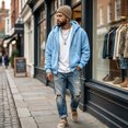 thumbnail image 7 of Resicozy Mens Zip Up Hoodies Long Sleeve Solid Color Hooded Sweatshirts Casual Fall Winter Track Jackets Sky Blue M, 7 of 7