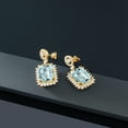 thumbnail image 4 of Gem Stone King 18K Yellow Gold Plated Silver Sky Blue Topaz Dangle Earrings for Women (17.20 Cttw, Gemstone November Birthstone, Octagon Checkerboard 14X10MM), 4 of 4